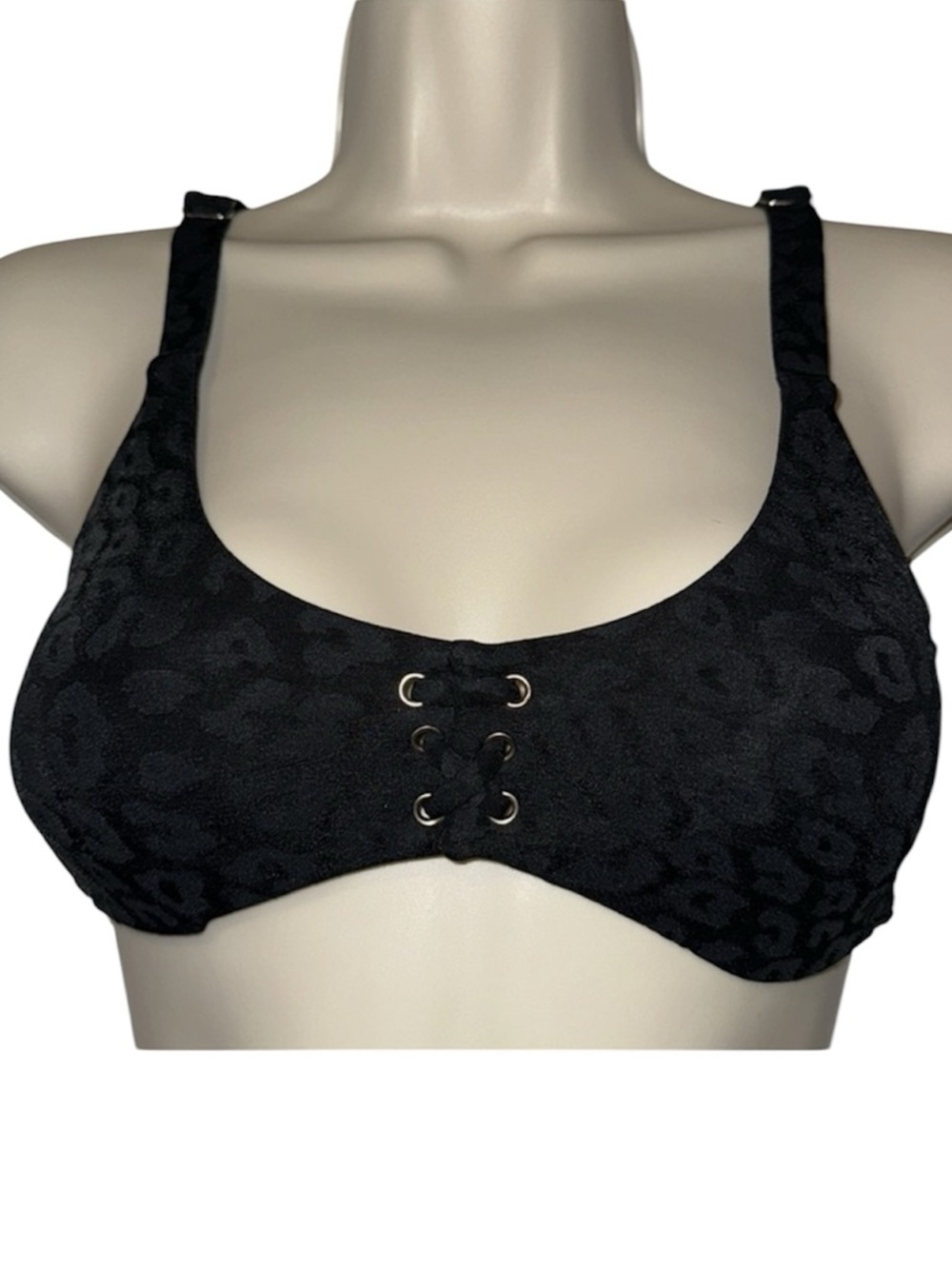 TiNiBiKiNi Black Leopard Bikini Swim Top Women’s S Small